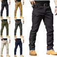 thumbnail image 1 of Men's Cargo Pants Water Resistant Relaxed Fit Hiking Work Pants Multi Pockets Lightweight Outdoor Ripstop Flex Baggy Camo Pant Black XXXL, 1 of 10