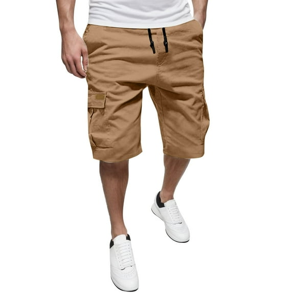 Men's Cargo Pants Work Clothes for Men Construction Men Cargo Pants with Pockets Big And Tall Comfortable Relaxed Fitting Work Clothes for Suspenders Big And Tall Khaki L