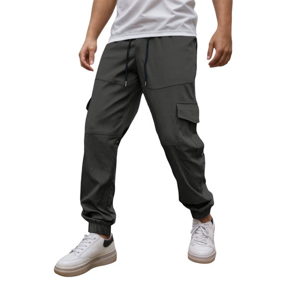 Men's Cargo Pants Workwear Casual Loose Fit Drawstring Utility Outdoor Hiking Comfortable Durable Lightweight
