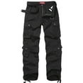 thumbnail image 1 of Men's Cargo Pants with 8 Pockets,Cotton Camo Pants Relaxed Fit Utility Hiking Pants, Ripstop Work Pants(No Belts),Black Size 38, 1 of 7