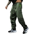 thumbnail image 1 of Men's Cargo Pants with Drawstring Elastic Waistband & Large Pockets, Casual Pants for Hiking Jogging, 1 of 6