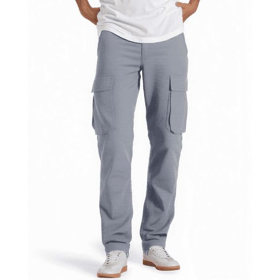 Men's Cargo Pants with Drawstring Waistband and Pockets