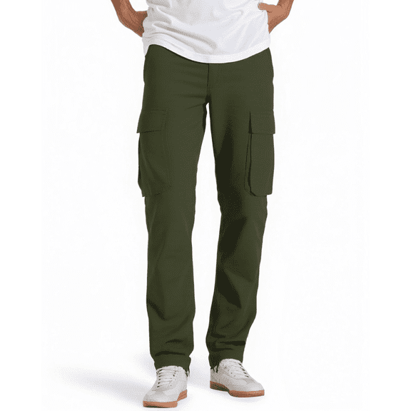 Men's Cargo Pants with Drawstring Waistband and Pockets