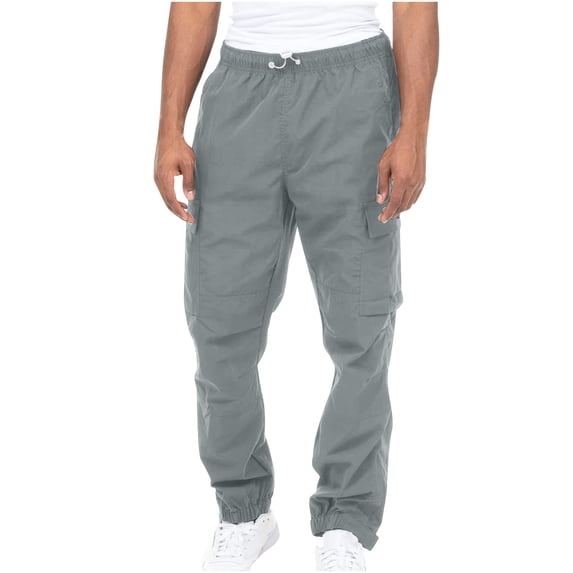 Men's Cargo Pants with Elastic Waist and Multiple Pockets for Casual Outdoor Daily Wear