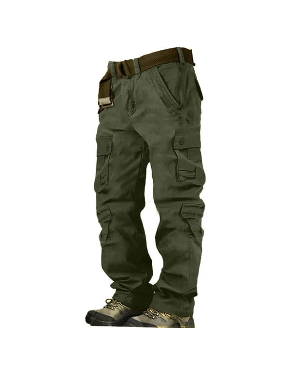 Men's Cargo Pants with Pockets, Casual Military Army Hiking Combat Tactical Work Pants Trousers Army Green XL