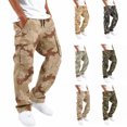 thumbnail image 1 of Men's Cargo Pants with Pockets Drawstring Long Trousers Relaxed Fit Stretch Work Pants, 1 of 5