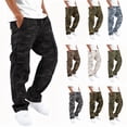 thumbnail image 1 of Men's Cargo Pants with Pockets Drawstring Long Trousers Relaxed Fit Stretch Work Pants, 1 of 5