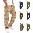 thumbnail image 1 of Men's Cargo Pants with Pockets Drawstring Long Trousers Relaxed Fit Stretch Work Pants, 1 of 5