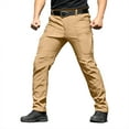 thumbnail image 1 of Men’s Cargo Pants with Ripstop Fabric and Multiple Pockets, Water-Resistant and Fleece-Lined for Hiking Camping Fishing and Construction Work,Khaki,S, 1 of 8