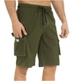 thumbnail image 1 of Men's Cargo Short Elastic Waist Multi-Pocket Outdoor Military Tactical Shorts Summer Beach Hiking Walking Short Bottoms Outdoor Work Knee Length Trousers, 1 of 3