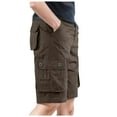 thumbnail image 1 of Men's Cargo Shorts 10 Inch Inseam Elastic Waist Drawstring 3/4 Chino Cargo Shorts Regular Fit with Multi-Pocket,Coffee,XXL, 1 of 5