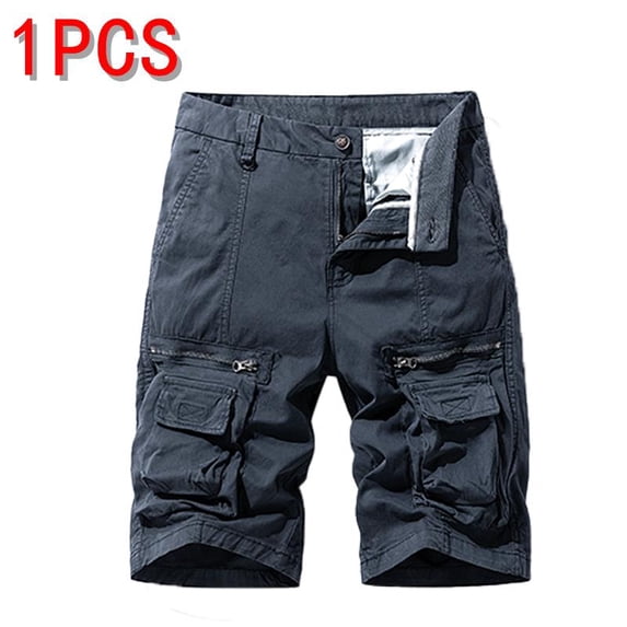 Men's Cargo Shorts, 100% Cotton Multi-Pocket Casual Work Shorts with Zipper Pockets