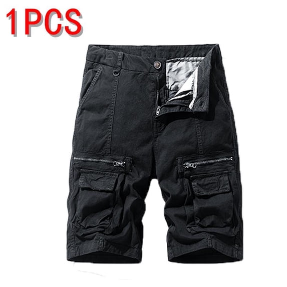 Men's Cargo Shorts, 100% Cotton Multi-Pocket Casual Work Shorts with Zipper Pockets