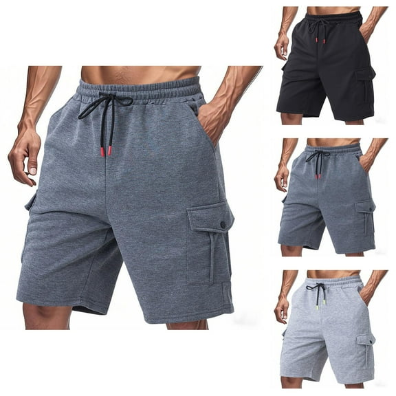 Men's Cargo Shorts 2025 Elastic Waistband with Drawstring Pockets Lightweight Breathable Casual Cargo Shorts for Men