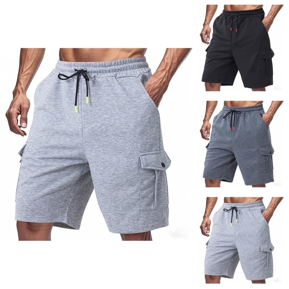 Men's Cargo Shorts 2025 Elastic Waistband with Drawstring Pockets Lightweight Breathable Casual Cargo Shorts for Men