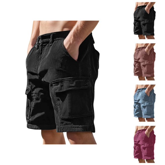 Men's Cargo Shorts 2025 Summer Corduroy Loose Fit Lightweight Breathable Casual Knee Length Cargo Shorts for Men