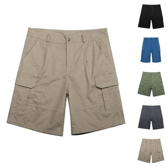 Men's Cargo Shorts 2025 Summer Outdoor Button Pockets Straight Leg Lightweight Breathable Casual Cargo Shorts for Men