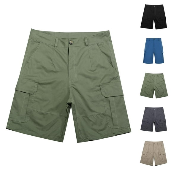 Men's Cargo Shorts 2025 Summer Outdoor Button Pockets Straight Leg Lightweight Breathable Casual Cargo Shorts for Men