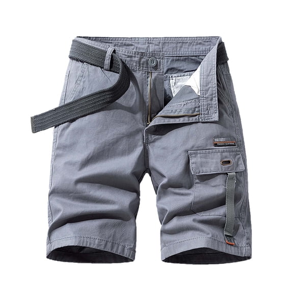Men's Cargo Shorts 3/4 Cotton Relaxed Fit Below Knee Capri Cargo Pants Gray M