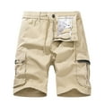 thumbnail image 1 of Men's Cargo Shorts 3/4 Relaxed Fit Mens Running Shorts Pockets Elastic Waist Cotton Hiking Shorts Khaki M, 1 of 7
