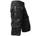 thumbnail image 1 of Men's Cargo Shorts 3/4 Relaxed Fit Outdoor Hiking Shorts Elastic Waist Casual Running Bottoms with Multi Pockets for Daily Travel Black L, 1 of 3