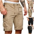 thumbnail image 1 of Men's Cargo Shorts 8 Inch Inseam Elastic Waist Short Pants, Casual Quick Dry Hiking Short with Drawstring Multi Pockets, Side Stripe Streetwear Above Knee for Fishing, 1 of 8