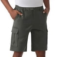 thumbnail image 1 of Men's Cargo Shorts 9" Inseam Elastic Waistband Casual Loose Fit Work Shorts with 6 Pockets (Dark Gray,S), 1 of 5
