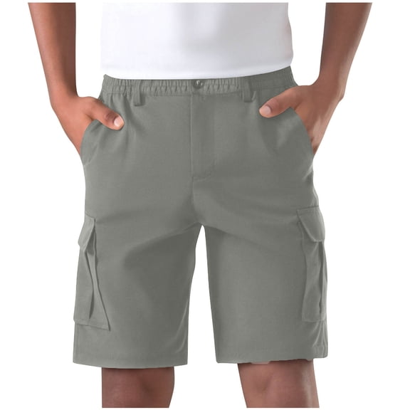 Men's Cargo Shorts 9" Inseam Elastic Waistband Casual Relaxed Fit Work Shorts with Pockets