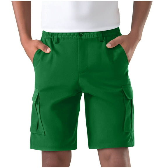 Men's Cargo Shorts 9" Inseam Elastic Waistband Casual Relaxed Fit Work Shorts with Pockets