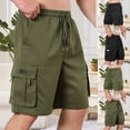 thumbnail image 1 of Men's Cargo Shorts 9" Inseam Outdoor Hiking Short Pants, Elastic Waist Drawstring Summer Casual Twill Utility Shorts with 6 Pockets for Fishing Travel Work, 1 of 6