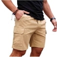 thumbnail image 1 of Men's Cargo Shorts 9" Inseam Quick Dry Hiking Work Utility Short Pants, Elastic Waistband with Drawstring Multi Pocket Outdoor Knee Length ShortsLightweight Breathable Summer, 1 of 9