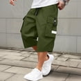 thumbnail image 1 of Men's Cargo Shorts Below Knee Lightweight Drawstring Waist Long Shorts Work Pants Multi Pockets Army Green XL, 1 of 4