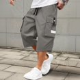 thumbnail image 1 of Men's Cargo Shorts Below Knee Lightweight Drawstring Waist Long Shorts Work Pants Multi Pockets Gray M, 1 of 4