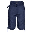 thumbnail image 1 of Mens Cotton Cargo Shorts Multiple Pockets Belt Casual Fit, Navy, 38, 1 of 5