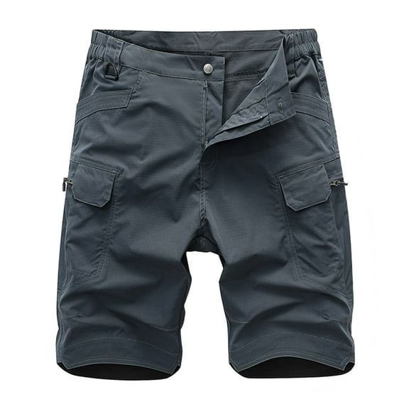 Men's Cargo Shorts Casual Relaxed Fit Summer Outdoor Running Joggers Shorts Water Resistant with 4 Pockets,Grey,S