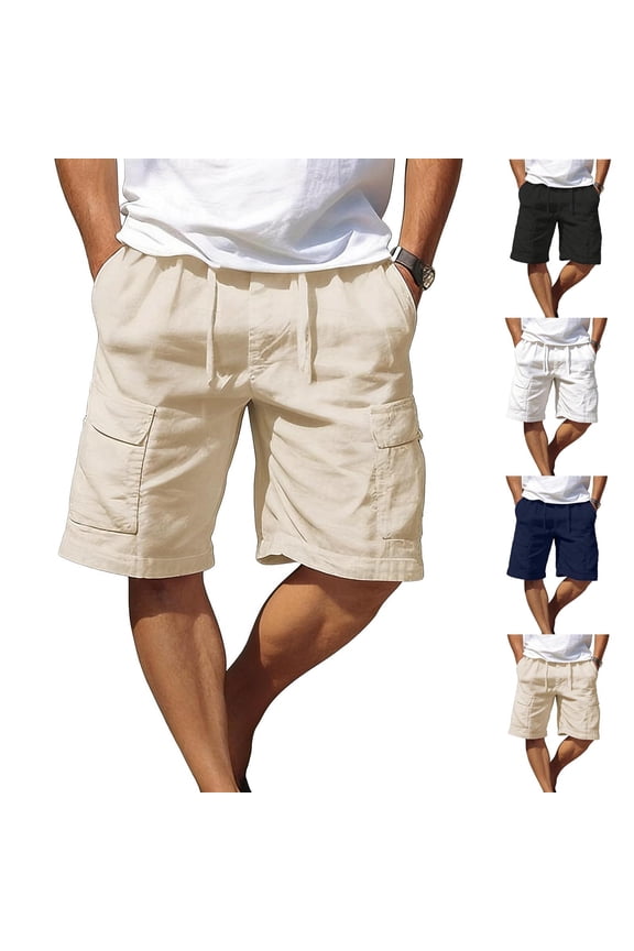Men's Cargo Shorts Casual Solid Color Bermuda Shorts with Pockets, 3XL