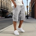 thumbnail image 1 of Men's Cargo Shorts Casual Solid Color Pants Multi-Pockets Drawstring Loose Straight-Leg Workwear Shorts Outdoor Fitness Running Short Pants, 1 of 6