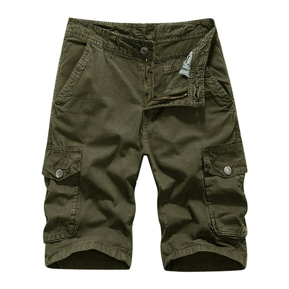 Men's Cargo Shorts Casual Twill Casual Relaxed Fit Fishing Hiking Shorts Mens Outdoor Below Knee Camo Cargo Shorts for Men,Army Green,34