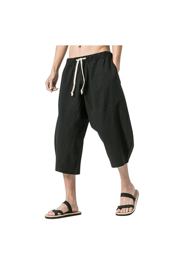 Men's Cargo Shorts Casual Twill Elastic 3/4 Capri Pants Below Knee Long Shorts Work Pants for Men Stretch