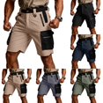 thumbnail image 1 of Men's Cargo Shorts Casual Waterproof Quick Dry Baggy Shorts Lightweight Ripstop Outdoor Hiking Shorts with Zipper Pockets Khaki M, 1 of 9