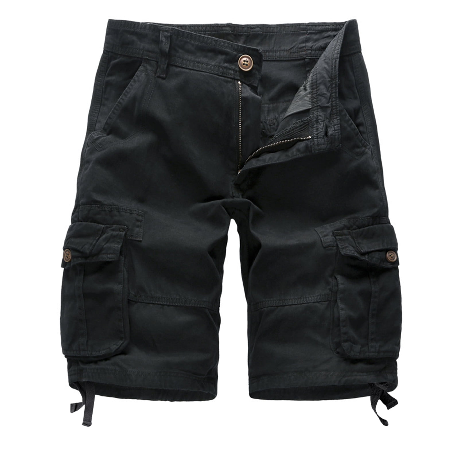 Men s Cargo Shorts Cotton Relaxed Fit with 6 Pockets Work Short Black 30