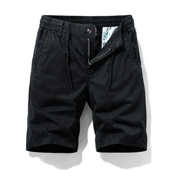 Men's Cargo Shorts Cotton Stretch Elastic Waist Quick Dry Shorts with Multi Pockets for Casual Hiking Work Outdoor Gym Shorts