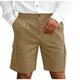 thumbnail image 1 of Men's Cargo Shorts Dress Classic Fit Solid Color Breath Lightweigh Waist Large Pockets Casual Sportswear Pants Khaki, 1 of 8