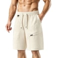 thumbnail image 1 of Men's Cargo Shorts Elastic Drawstring Waist Relaxed Fit Summer Outdoor Activities Shorts Daily Wear Khaki XXL, 1 of 8