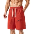thumbnail image 1 of Men's Cargo Shorts Elastic Drawstring Waist Relaxed Fit Summer Outdoor Activities Shorts Daily Wear Red 5XL, 1 of 8