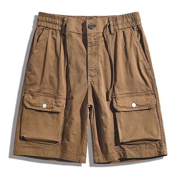 Men's Cargo Shorts Elastic Waist Drawstring Casual Summer Athletic Shorts Lightweight Breathable with Large Front Pockets for Hiking Outdoor Golf Work Wear