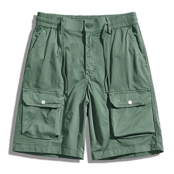 Men's Cargo Shorts Elastic Waist Drawstring Casual Summer Athletic Shorts Lightweight Breathable with Large Front Pockets for Hiking Outdoor Golf Work Wear