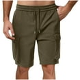thumbnail image 1 of Men's Cargo Shorts Elastic Waist Drawstring With Pocket Cotton Straight Elastic Waist Shorts Olive Green, 1 of 6