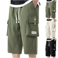 thumbnail image 1 of Men's Cargo Shorts Elastic Waist Outdoor Relaxed Fit Knee Length Sport Shorts Jogger Sweatshorts with Multi-Pocket Big and Tall Size M-4XL White, 1 of 9