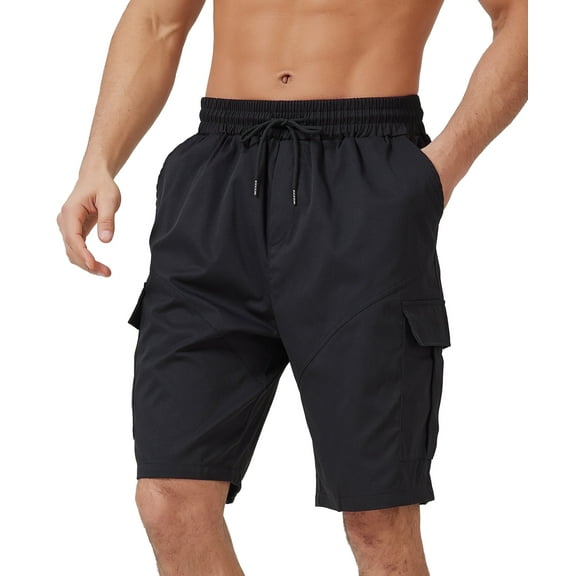 Puztloy Men's Cargo Shorts Big Men's Athletic Work Workout Gym Messenger Stretch Elastic Waist Drawstring with Pockets Relaxed Fit Big Men's Pant Summer (Available in Plus Size)